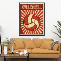 Ezposterprints - Ball Dark Red | Retro Sports Series VOLLEYBALL Posters - 36x48 ambiance display photo sample