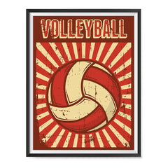 Ezposterprints - Ball Dark Red | Retro Sports Series VOLLEYBALL Posters with frame photo sample
