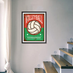 Ezposterprints - Ball Green Red | Retro Sports Series VOLLEYBALL Posters - 18x24 ambiance display photo sample