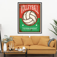 Ezposterprints - Ball Green Red | Retro Sports Series VOLLEYBALL Posters - 36x48 ambiance display photo sample
