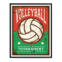 Ezposterprints - Ball Green Red | Retro Sports Series VOLLEYBALL Posters with frame photo sample