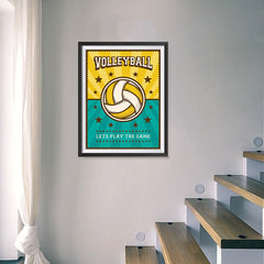 Ezposterprints - Ball Green Yellow | Retro Sports Series VOLLEYBALL Posters - 18x24 ambiance display photo sample
