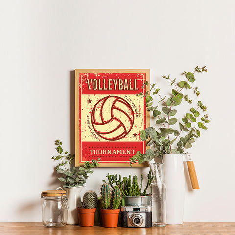 Ezposterprints - Ball Red | Retro Sports Series VOLLEYBALL Posters - 12x16 ambiance display photo sample