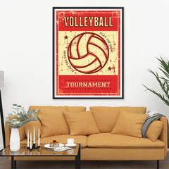 Ezposterprints - Ball Red | Retro Sports Series VOLLEYBALL Posters - 36x48 ambiance display photo sample