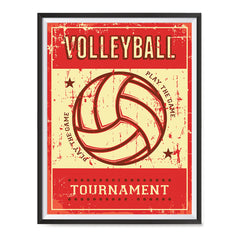 Ezposterprints - Ball Red | Retro Sports Series VOLLEYBALL Posters with frame photo sample