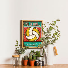 Ezposterprints - Ball Yellow | Retro Sports Series VOLLEYBALL Posters - 12x16 ambiance display photo sample