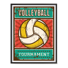 Ezposterprints - Ball Yellow | Retro Sports Series VOLLEYBALL Posters with frame photo sample