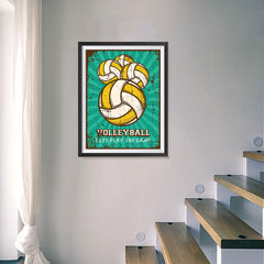 Ezposterprints - Four Balls | Retro Sports Series VOLLEYBALL Posters - 18x24 ambiance display photo sample
