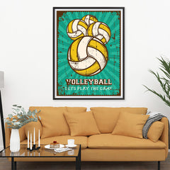 Ezposterprints - Four Balls | Retro Sports Series VOLLEYBALL Posters - 36x48 ambiance display photo sample