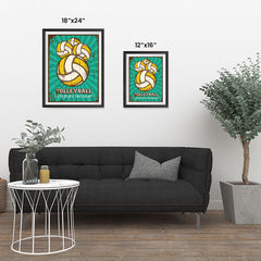 Ezposterprints - Four Balls | Retro Sports Series VOLLEYBALL Posters ambiance display photo sample