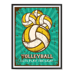 Ezposterprints - Four Balls | Retro Sports Series VOLLEYBALL Posters with frame photo sample