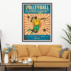 Ezposterprints - Player Blue | Retro Sports Series VOLLEYBALL Posters - 36x48 ambiance display photo sample
