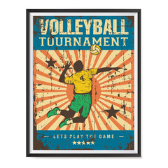 Ezposterprints - Player Blue | Retro Sports Series VOLLEYBALL Posters with frame photo sample