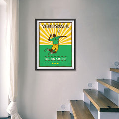 Ezposterprints - Player Green | Retro Sports Series VOLLEYBALL Posters - 18x24 ambiance display photo sample