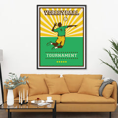 Ezposterprints - Player Green | Retro Sports Series VOLLEYBALL Posters - 36x48 ambiance display photo sample