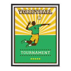 Ezposterprints - Player Green | Retro Sports Series VOLLEYBALL Posters with frame photo sample