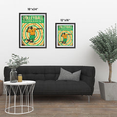 Ezposterprints - Player Green Yellow | Retro Sports Series VOLLEYBALL Posters ambiance display photo sample