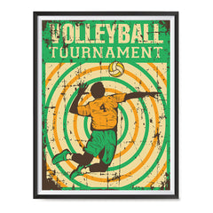 Ezposterprints - Player Green Yellow | Retro Sports Series VOLLEYBALL Posters with frame photo sample