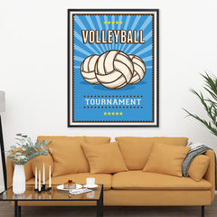 Ezposterprints - Three Balls | Retro Sports Series VOLLEYBALL Posters - 36x48 ambiance display photo sample
