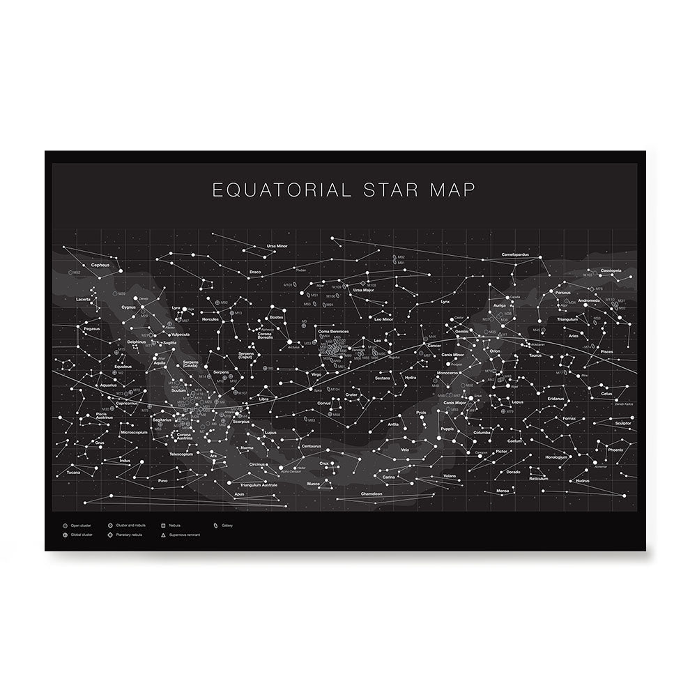 Ezposterprints - Equatorial Star Map - Black Poster