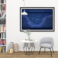 Ezposterprints - Equatorial Star Map - Blue Poster - 48x32 ambiance display photo sample