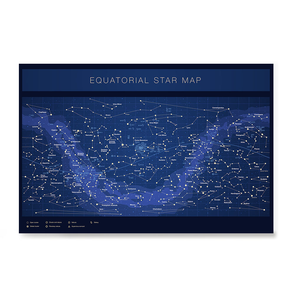 Ezposterprints - Equatorial Star Map - Blue Poster