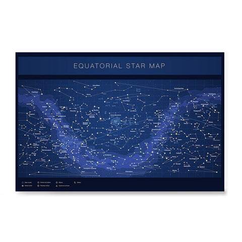 Ezposterprints - Equatorial Star Map - Blue Poster