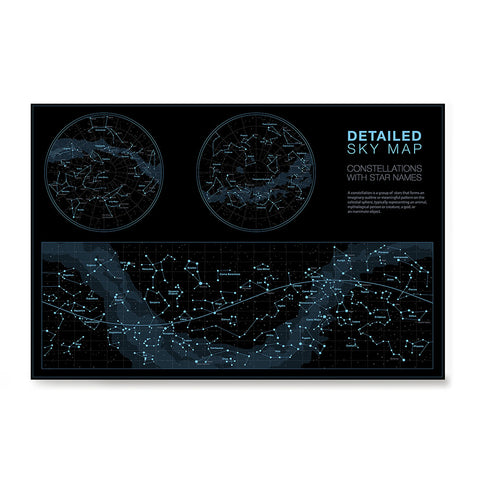 Ezposterprints - Detailed Sky Map Constellations With Star Names Poster