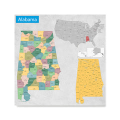 Ezposterprints - Alabama (AL) State - General Reference Map