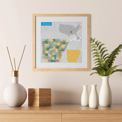 Ezposterprints - Arkansas (AR) State - General Reference Map - 12x12 ambiance display photo sample