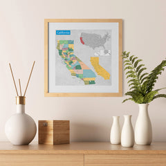 Ezposterprints - California (CA) State - General Reference Map - 12x12 ambiance display photo sample