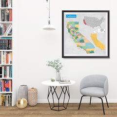 Ezposterprints - California (CA) State - General Reference Map - 32x32 ambiance display photo sample