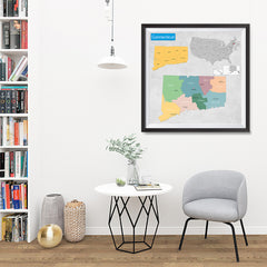 Ezposterprints - Connecticut (CT) State - General Reference Map - 32x32 ambiance display photo sample