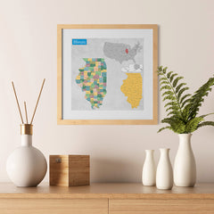 Ezposterprints - Illinois (IL) State - General Reference Map - 12x12 ambiance display photo sample