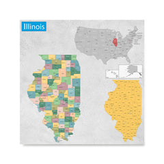 Ezposterprints - Illinois (IL) State - General Reference Map