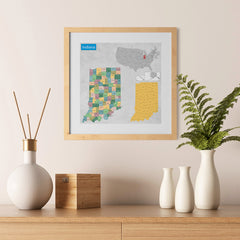 Ezposterprints - Indiana (IN) State - General Reference Map - 12x12 ambiance display photo sample