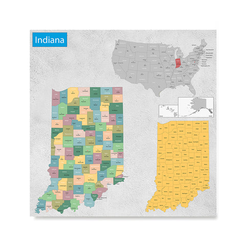 Ezposterprints - Indiana (IN) State - General Reference Map