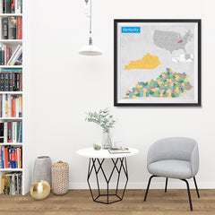Ezposterprints - Kentucky (KY) State - General Reference Map - 32x32 ambiance display photo sample
