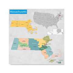 Ezposterprints - Massachusetts (MA) State - General Reference Map