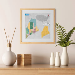 Ezposterprints - Maine (ME) State - General Reference Map - 12x12 ambiance display photo sample