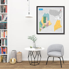 Ezposterprints - Maine (ME) State - General Reference Map - 32x32 ambiance display photo sample