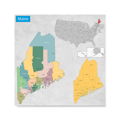 Ezposterprints - Maine (ME) State - General Reference Map