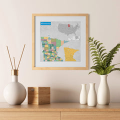 Ezposterprints - Minnesota (MN) State - General Reference Map - 12x12 ambiance display photo sample