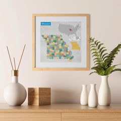 Ezposterprints - Missouri (MO) State - General Reference Map - 12x12 ambiance display photo sample