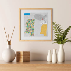 Ezposterprints - Mississippi (MS) State - General Reference Map - 12x12 ambiance display photo sample