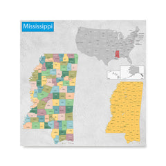 Ezposterprints - Mississippi (MS) State - General Reference Map