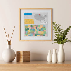 Ezposterprints - North Dakota (ND) State - General Reference Map - 12x12 ambiance display photo sample