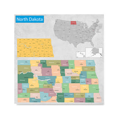 Ezposterprints - North Dakota (ND) State - General Reference Map