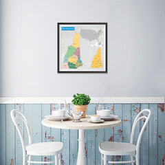 Ezposterprints - New Hampshire (NH) State - General Reference Map - 16x16 ambiance display photo sample