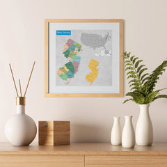 Ezposterprints - New Jersey (NJ) State - General Reference Map - 12x12 ambiance display photo sample